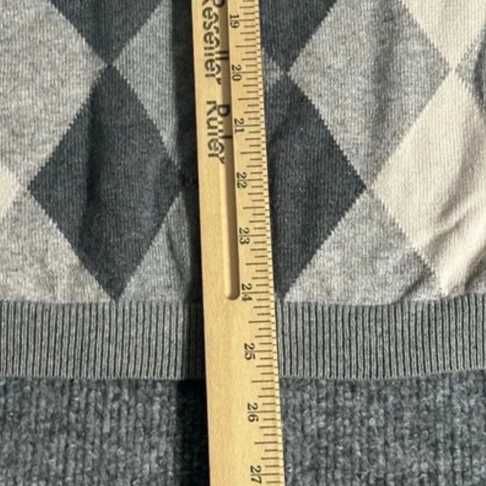 Vintage Banana Republic Sweater Mens XL Gray Argyle Silk Cashmere V Neck 2000s‎